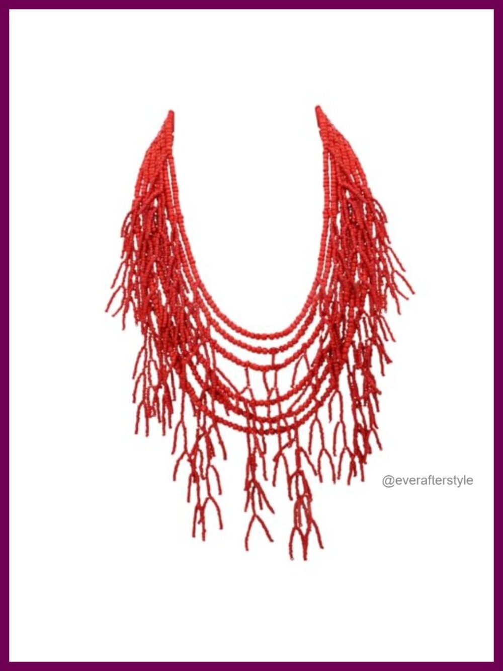 Layered Beaded Statement Necklace with Fringe Boho Choker